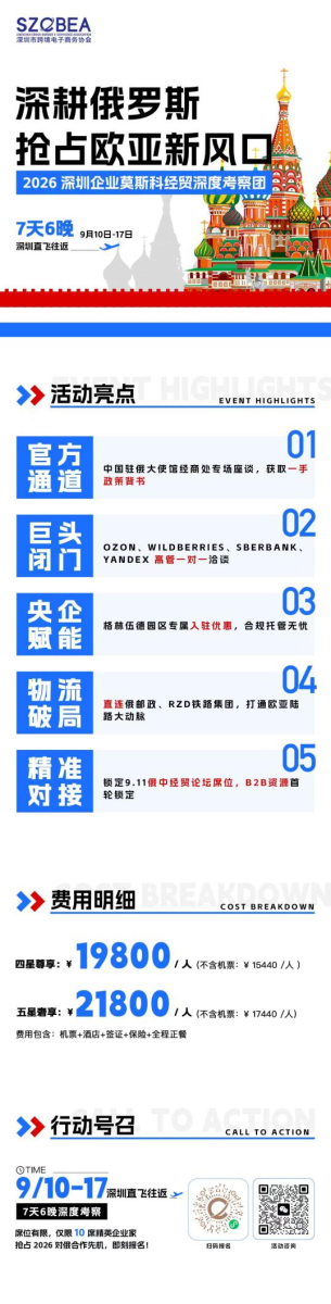 2026深圳企业莫斯科经贸深度考察团